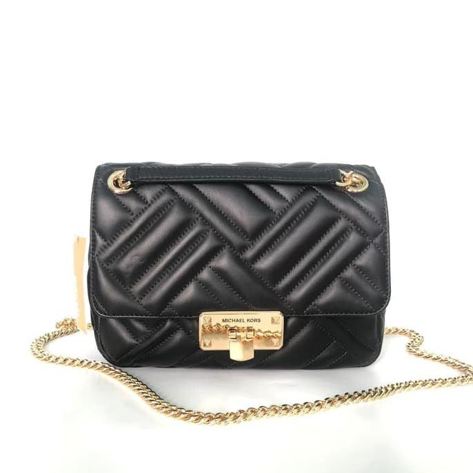 ☛☛ PRODUK BAGUS TAS SELEMPANG WANITA☛☛ MK PEYTON QUILTED BLACK GHW PROMO
