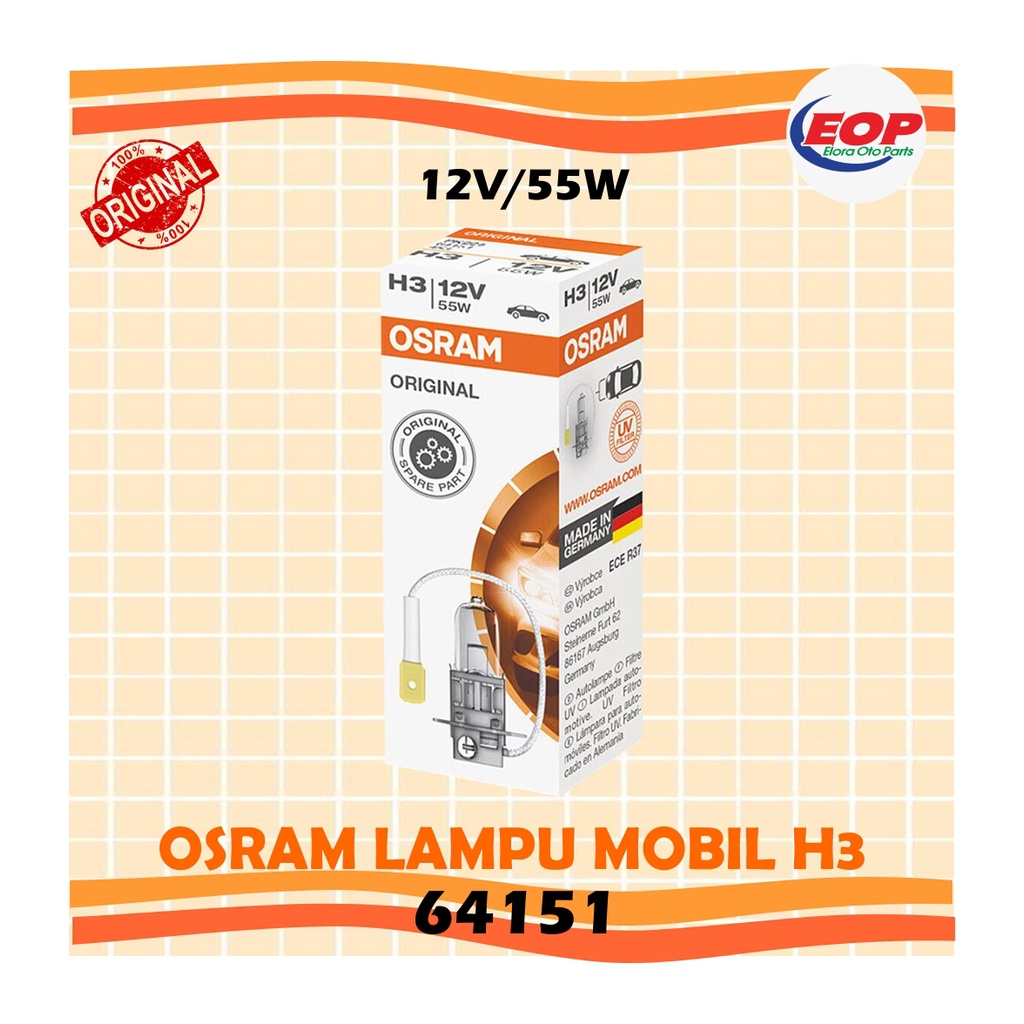 Osram Lampu Mobil H3 Original 64151 PK22s 12V 55W