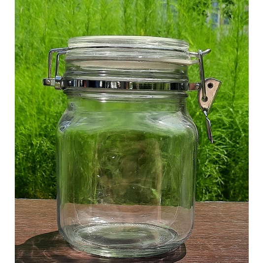 1 Liter Toples KACA, Jar KACA - bentuk Bundar : penutup Kaca kait