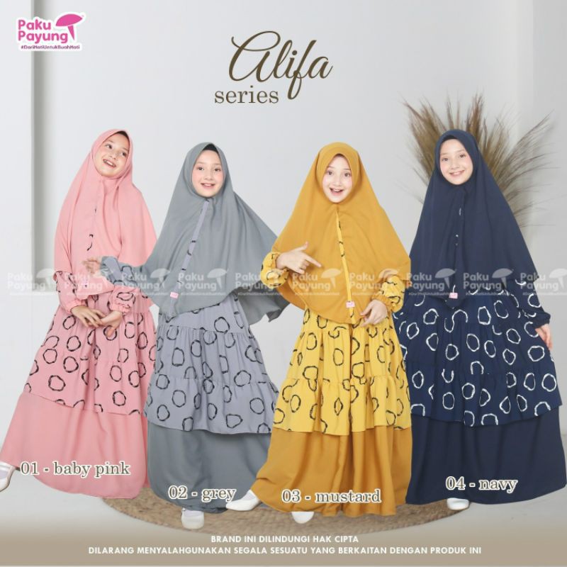 Alifa Series Ori by Paku Payung PPC Set Gamis dan Jilbab Baby Anak