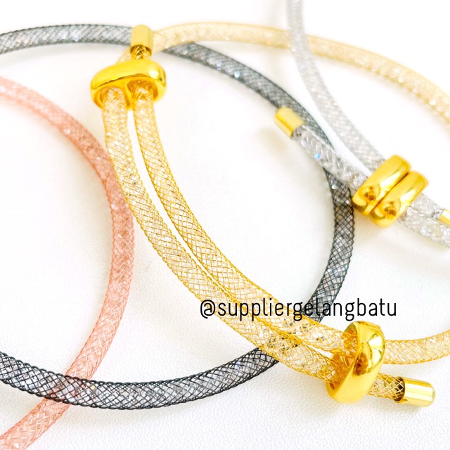 Gelang Tali Kawat Anti Air Waterproof Untuk Charm Liontin Wire Rope Emas Hongkong Size bisa diatur sendiri bayi dewasa anak