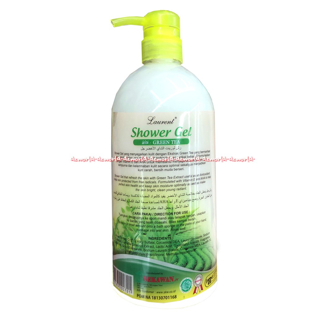 Laurent Shower Gel Ekstrak Green Tea Goats Milk Sabun Mandi Kulit 600ml