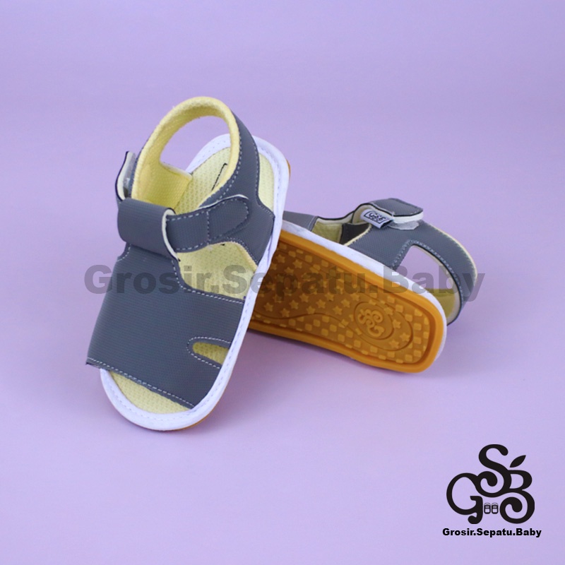 sandal bayi sepatu bayi sendal bayi laki laki perempuan prewalker bayi  umur 2 - 12 bulan model casual S02 polos ABU ringan fleksibel &amp; Anti Slip