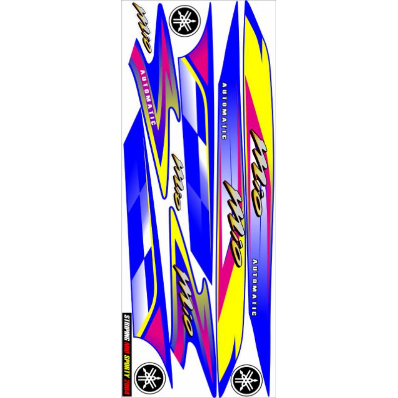Striping Mio Sporty 2004 biru kuning variasi sticker