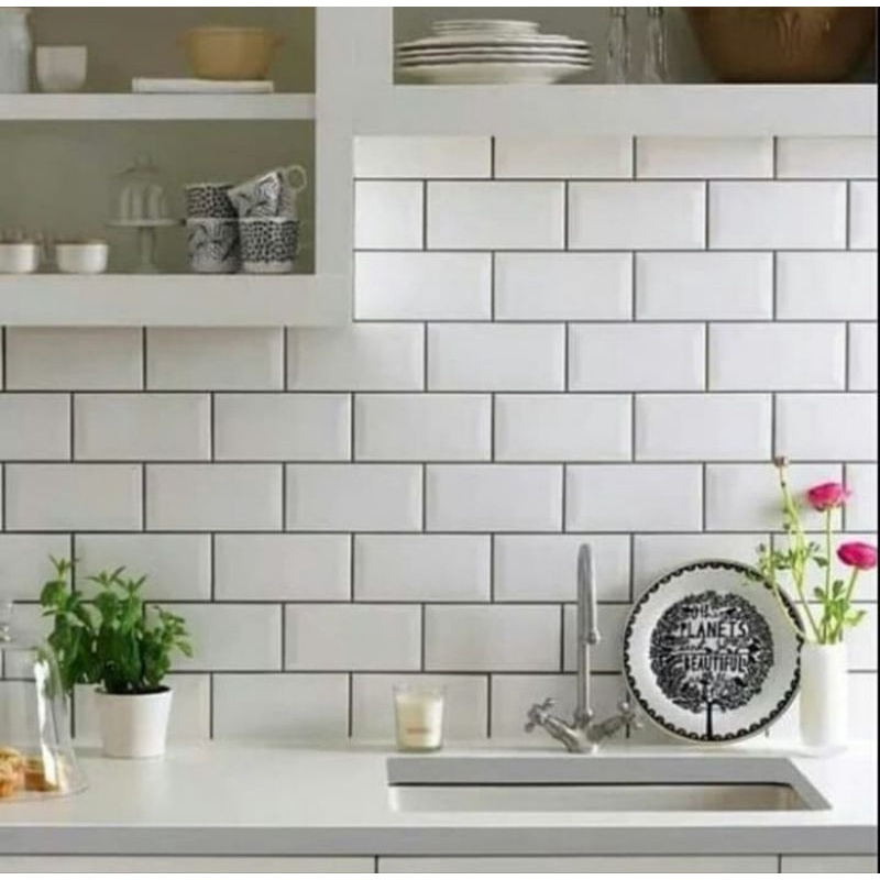 keramik dinding mulia bevel 10x20 cm / keramik putih / keramik minimalis / keramik dapur / keramik d