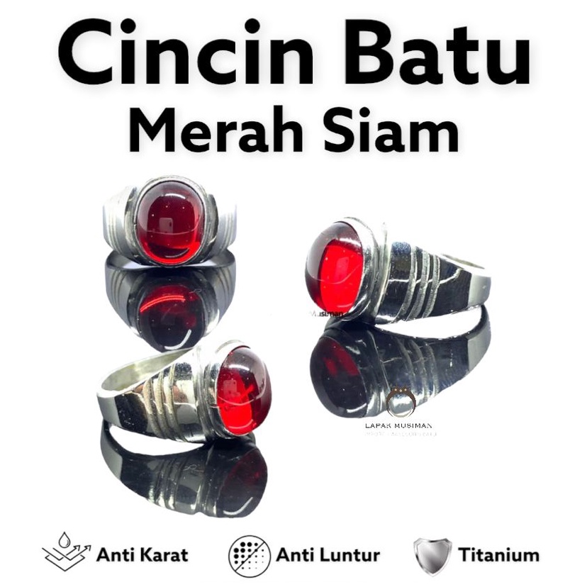 [Bayar di Tempat] Cincin Pria Batu Merah Siam Model Tanam Kode LM 02