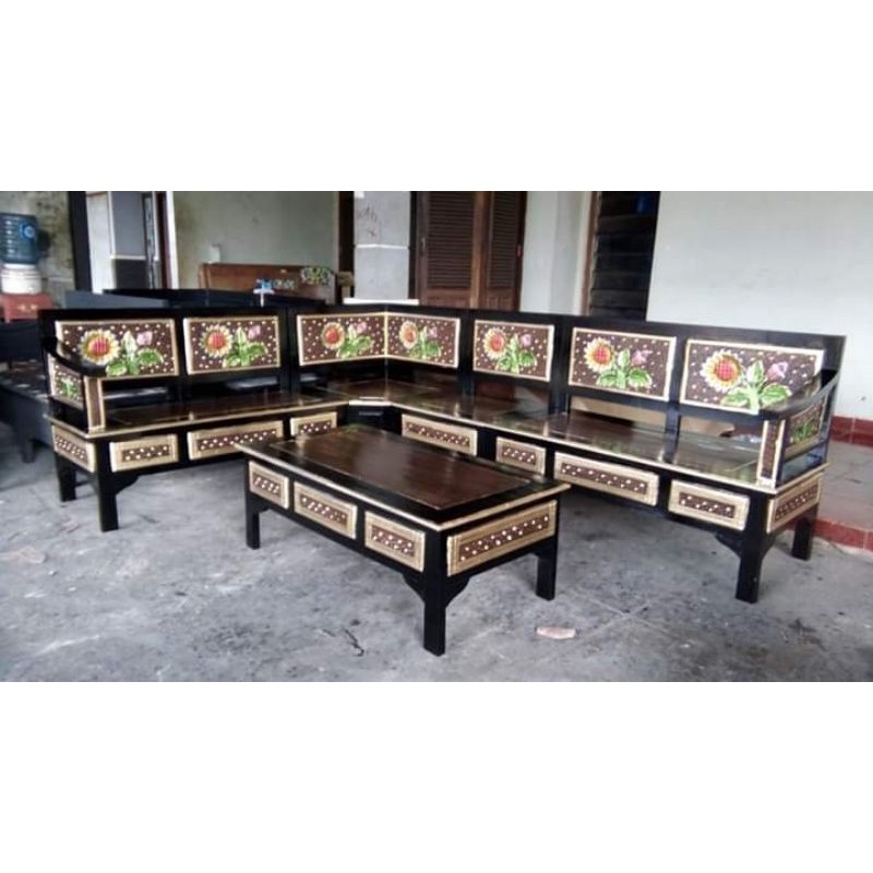 Furniture kursi tamu sudut blok minimalis / kursi tamu kayu jati / kursi tamu minimalis / model kurs
