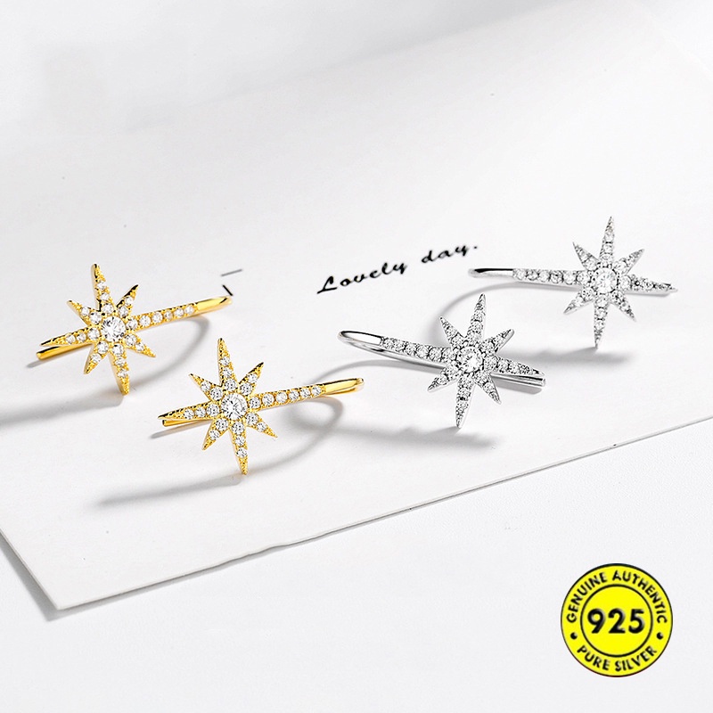 Anting S925 Silver Delapan Titik Bintang Gaya Korea Untuk Wanita