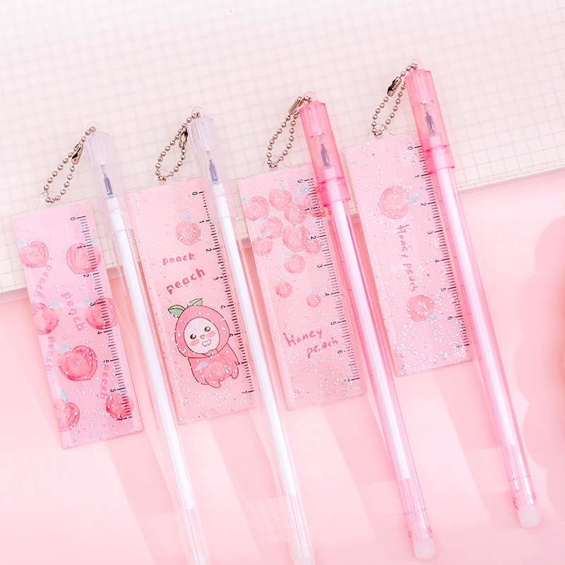 Stationery Pulpen Gel Warna Pink / Hitam untuk Sekolah / Kantor