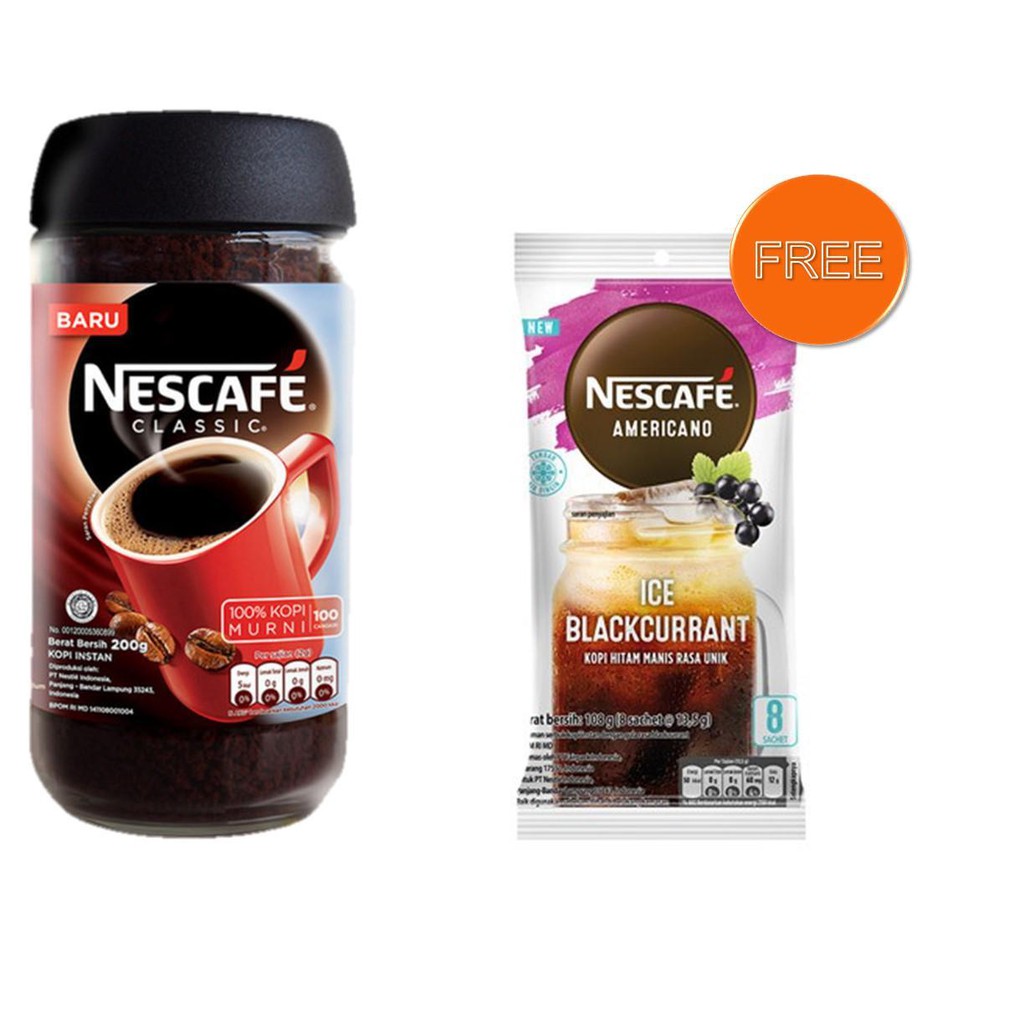 

Ready Stock ☘ NESCAFE Classic Kopi Instan Kopi Hitam 100g Jar FREE NESCAFE Americano Ice Blackcurran