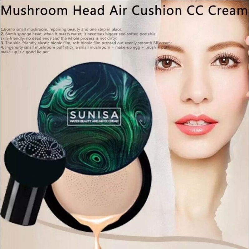 SUNISA MUSHROOM HEAD BB CUSHION AIR PAD CC CREAM BENTUK JAMUR 20 GRAM