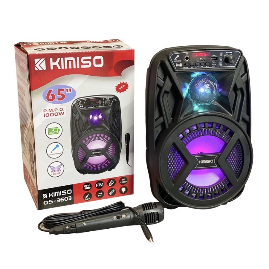 Kimiso QS-3603 Speaker Wireless Karaoke PLUS Mic 6,5inch Bluetooth - speaker karaoke