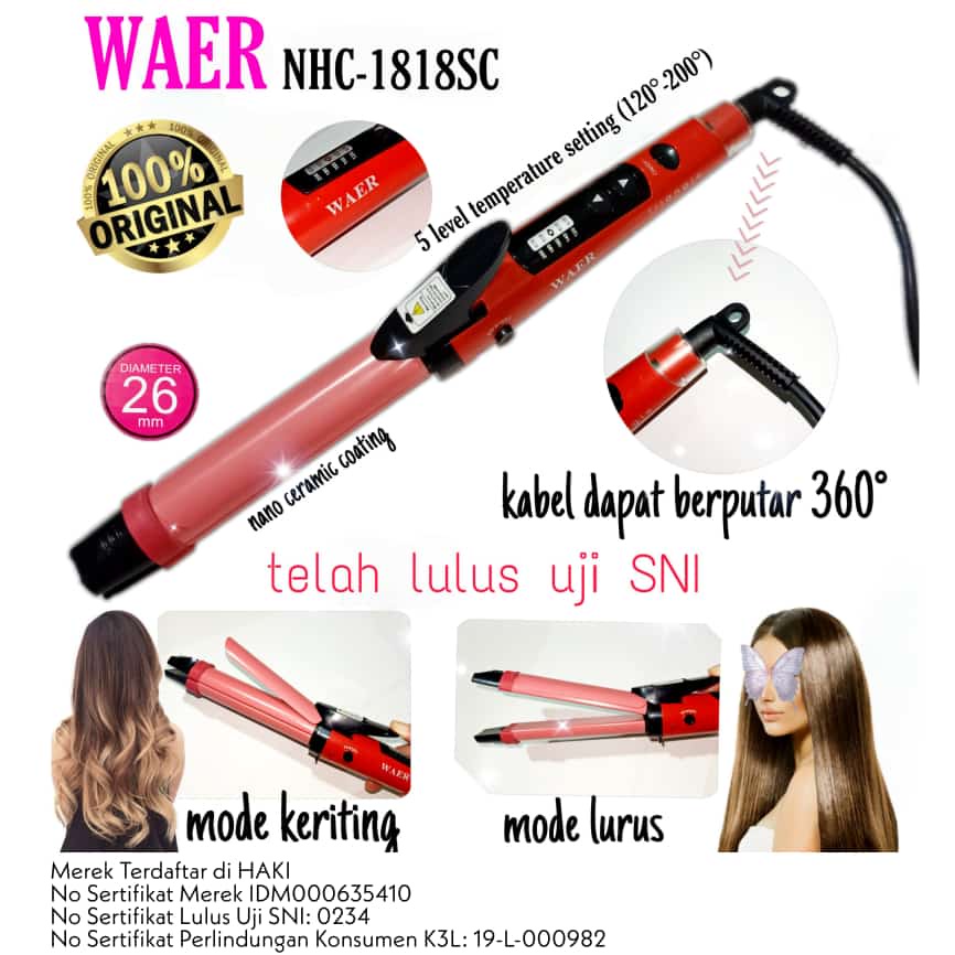 CATOK RAMBUT 5 LEVEL SUHU WAER NHC-1818 (BESAR) ADA PENGATUR SUHU