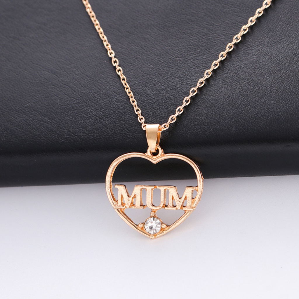 Hu Hu Hu Hu Hu Alat Bantu Pasang Kacamata♡ Kalung Rantai Choker Dengan Liontin Hati Motif Tulisan Mom Untuk Hadiah Hari Ibu