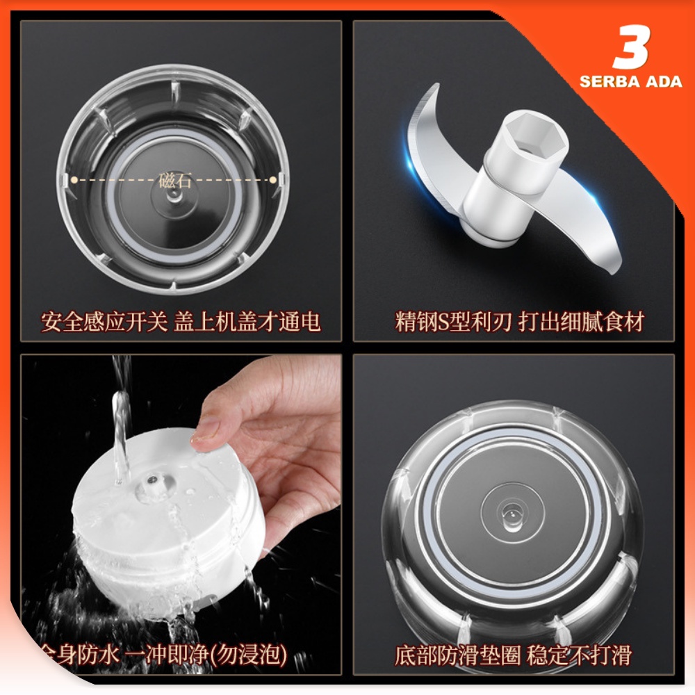 Mini Chopper Elektrik USB / Speedy Chopper Portable Elektrik / Penggiling Bumbu Elektrik / Penggiling Daging Portable Elektrik