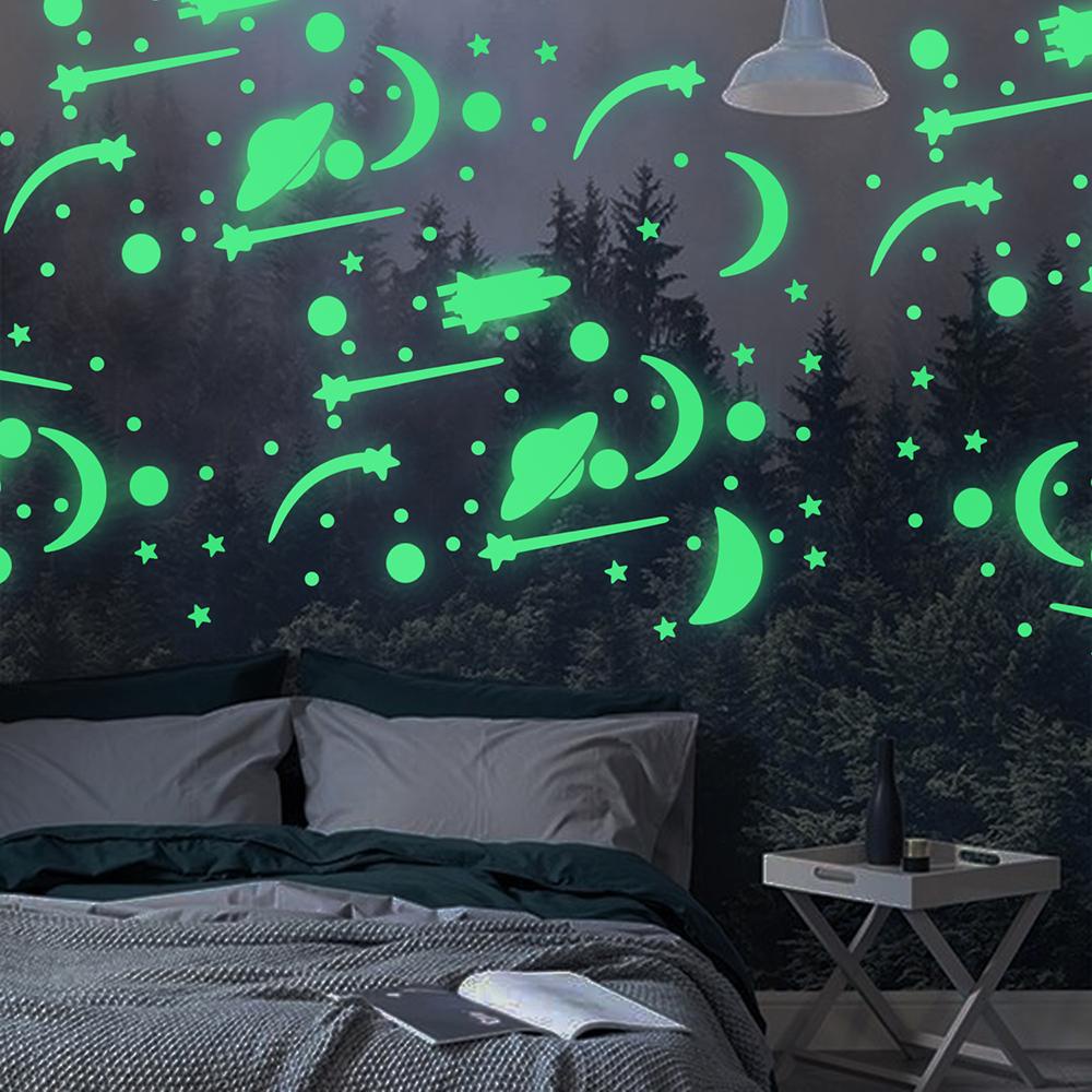 R-flower Glow In The Dark DIY Art Mural Poster Kamar Tidur Anak Luminous Decal