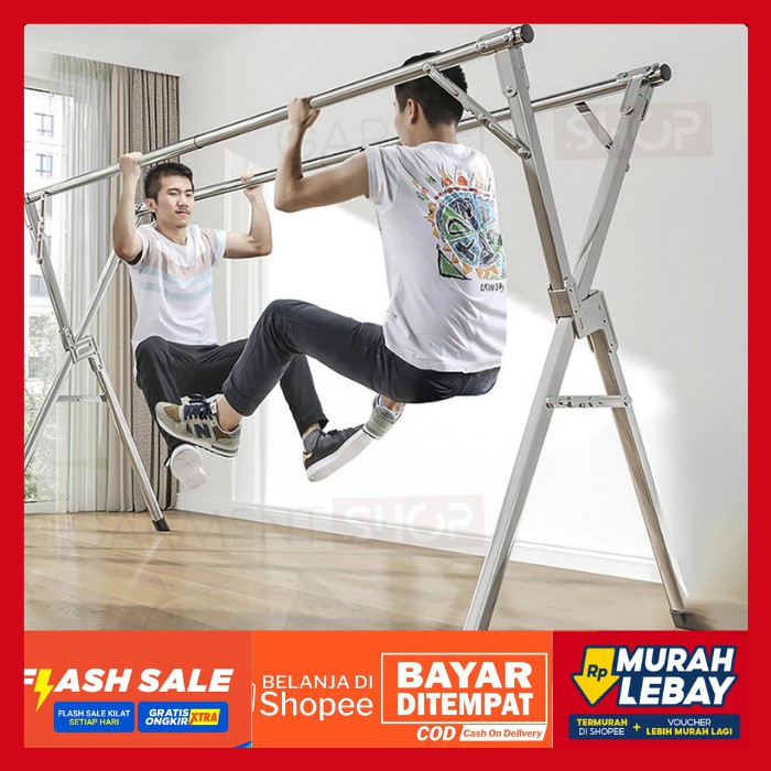 [COD] Jemuran Lipat Besi utk Baju Handuk Pakaian Bayi Stainless Stainles Steel 160cm & 240cm Tali