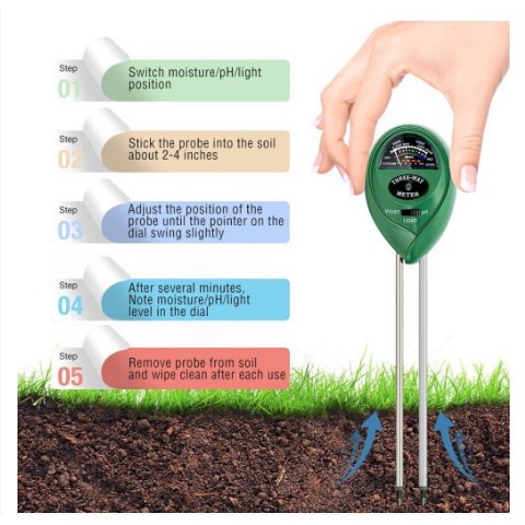 3 in1 PH Tanah OVAL, Kelembaban, Cahaya Soil, Moisture, Light Meter Alat Ukut Berkebun