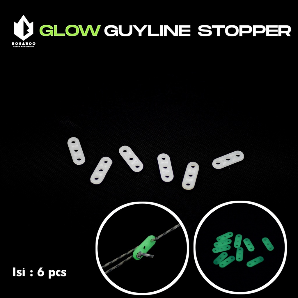 Bisa  (COD) Stopper - Stoper / Gesper Tali Tenda - Guyline Tebal 1 Pcs - Glow In The Dark ( Untuk Pengatur Tali Tenda/Flysheet )