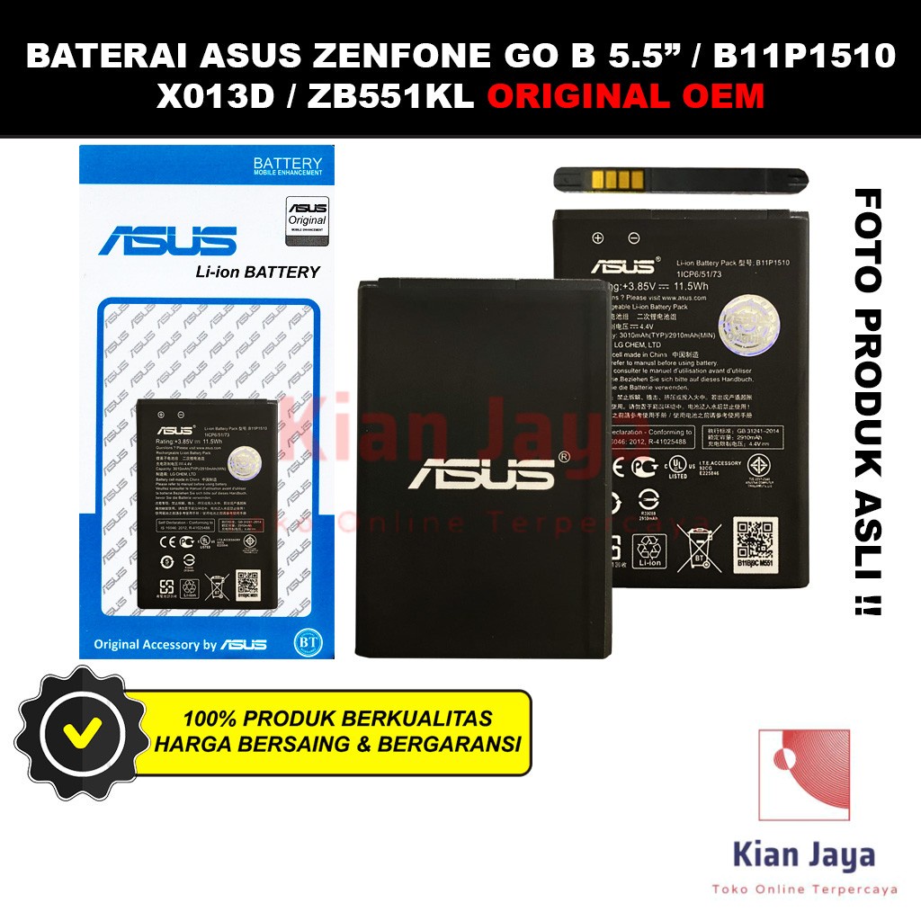 Baterai Asus Zenfone Go B 5.5 Inch ZB551KL X013D B11P1510 Original OEM Batre Batrai Battery Hp Ori