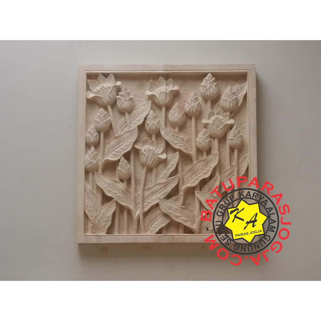 Relief tumbuhan batu paras jogja