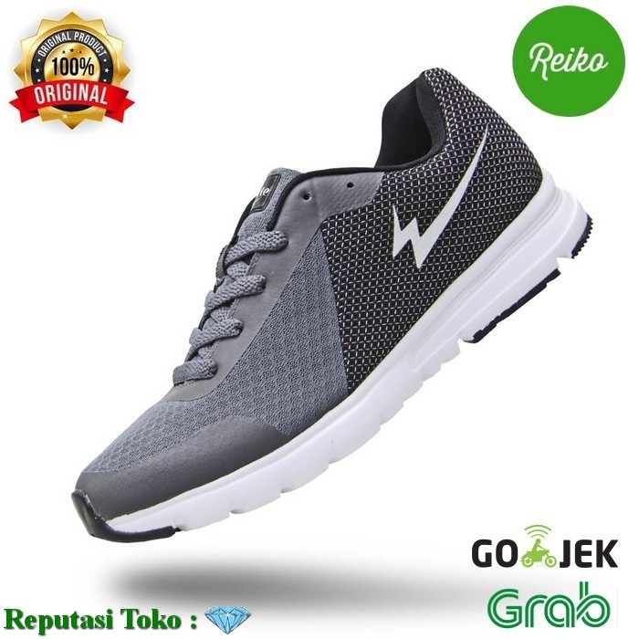 Sepatu Olahraga Eagle Sniper Running Lari 100 ORIGINAL - Grey Black 37