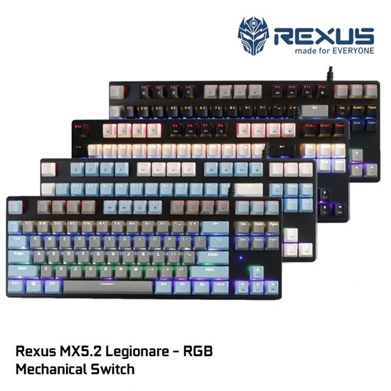 Keyboard Rexus GAMING MECHANICAL MX5.2 GREY-BLUE 03 KEYCAPS BROWS SWITCH