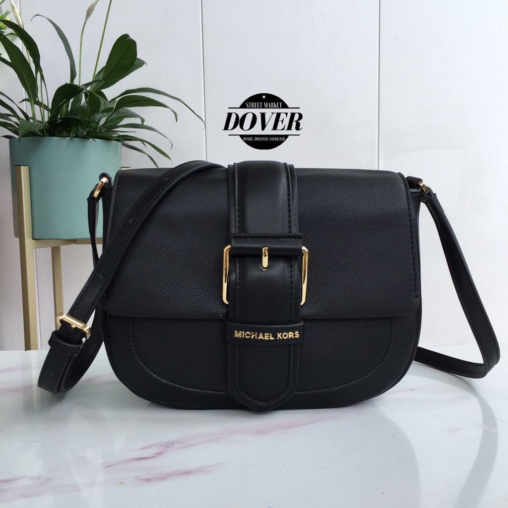 Michael Kors Lillian Buckle Leather Crossbody Bag Black - ORIGINAL GUARANTEE 100%