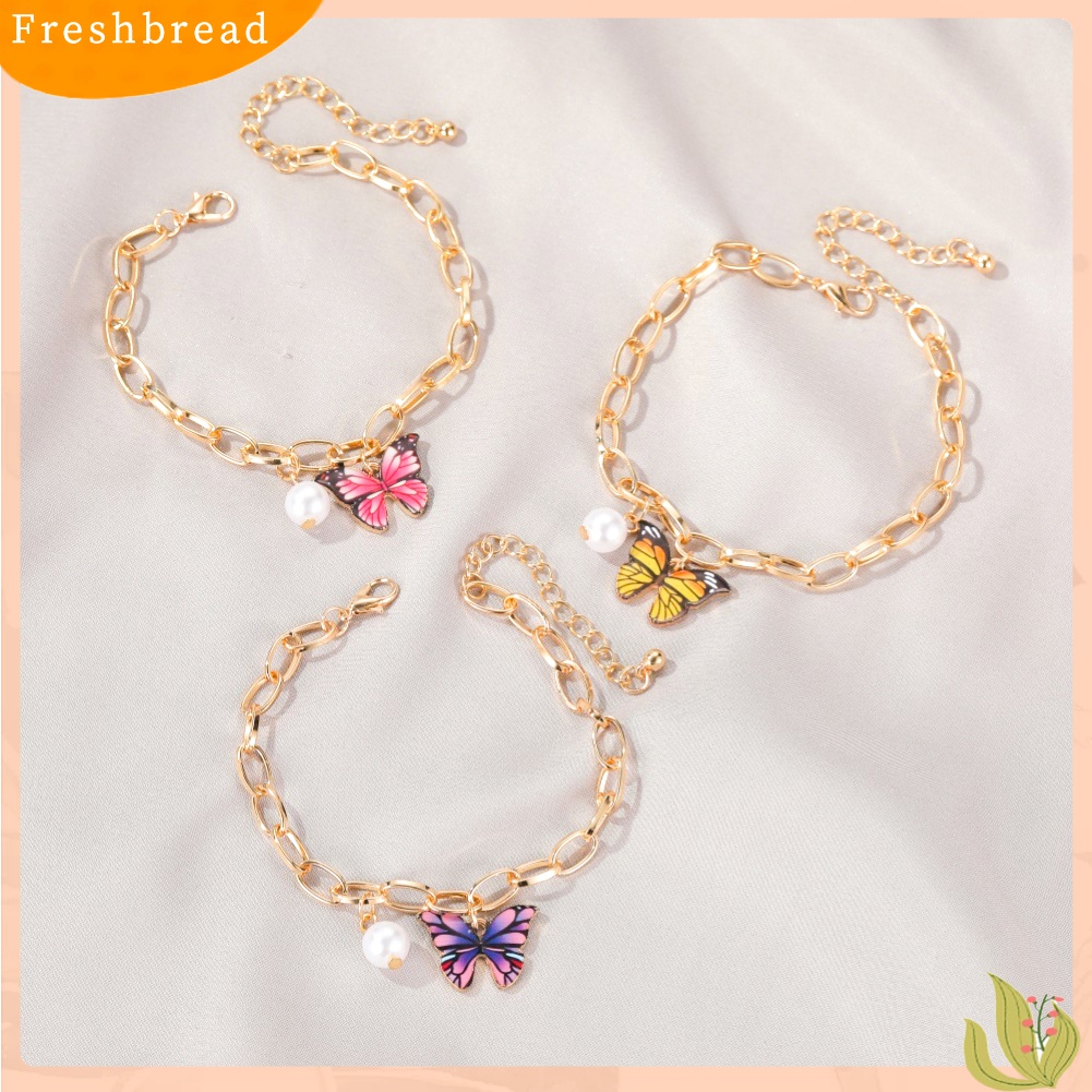 [TERLARIS]Fashional Women Multicolor Butterfly Bracelet Faux Pearl Thick Jewelry Gift