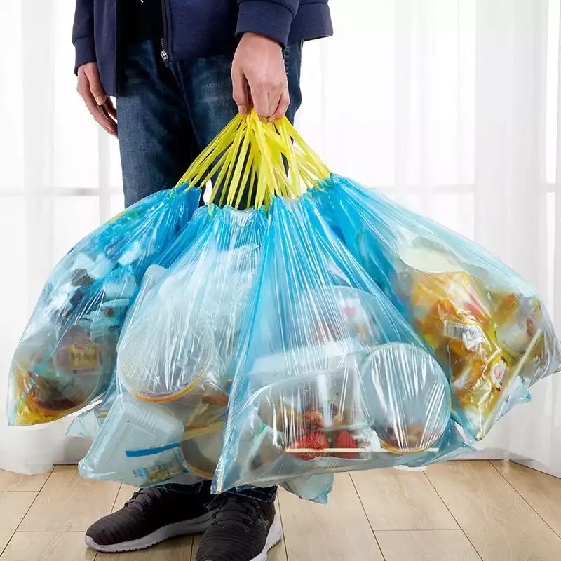 [XOQ] PLASTIK SAMPAH ROLL DENGAN TALI UKURAN 45X50CM ISI 15 LEMBAR / PLASTIK SAMPAH ROLL / KANTONG SAMPAH SEKALI PAKAI