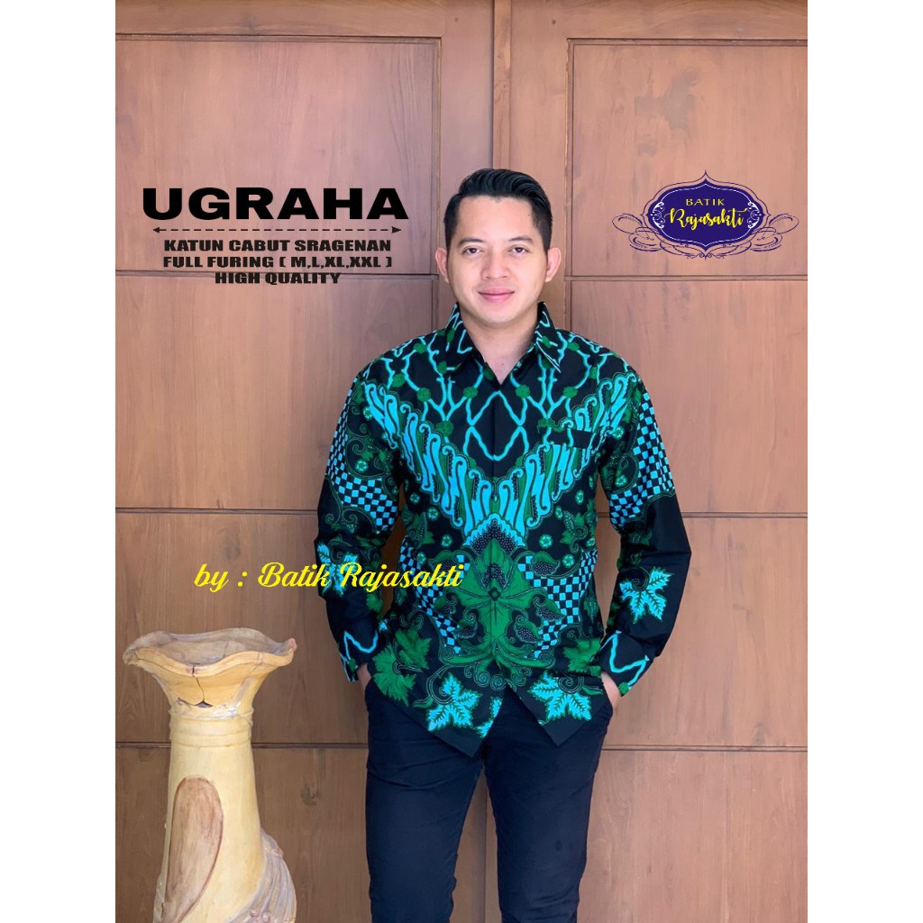 UGRAHA RAJASAKTI KEMEJA BATIK SOLO PRIA LENGAN PANJANG PENDEK LAPIS FURING ATASAN PREMIUM MODERN KATUN HALUS BERLIAN BIRU BHARATAYUDA BIMASENA BIRENDRA BIRU INDAH BRAHMAKERTA BRAHMAKERTA MERAH BUDIDRAWA BULANAGA BUNGA KAPAS BUNGA MEKAR BURUNG KASUARI