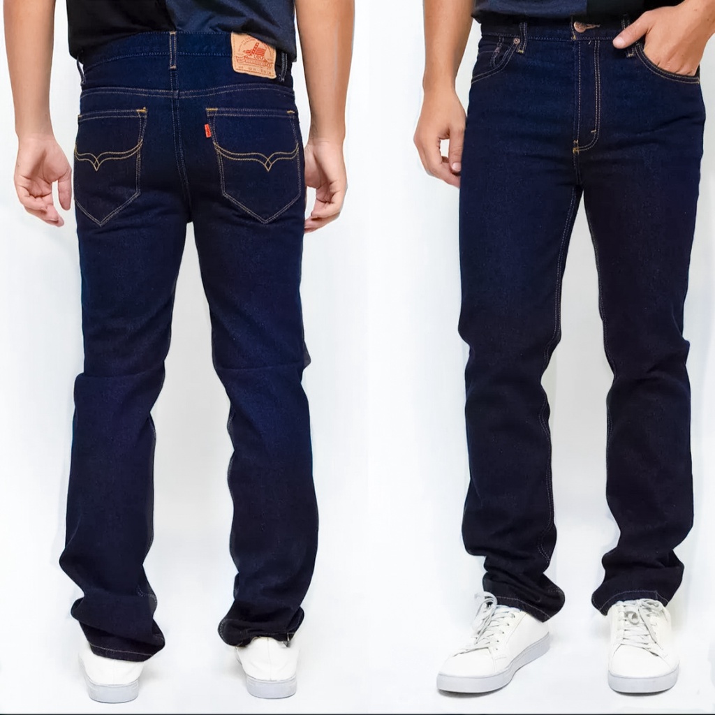 Celana Jeans Pria Panjang LEA 606 Grade Original Standart/Reguler Fit - Ready BIG SIZE 28-38 (Biru N