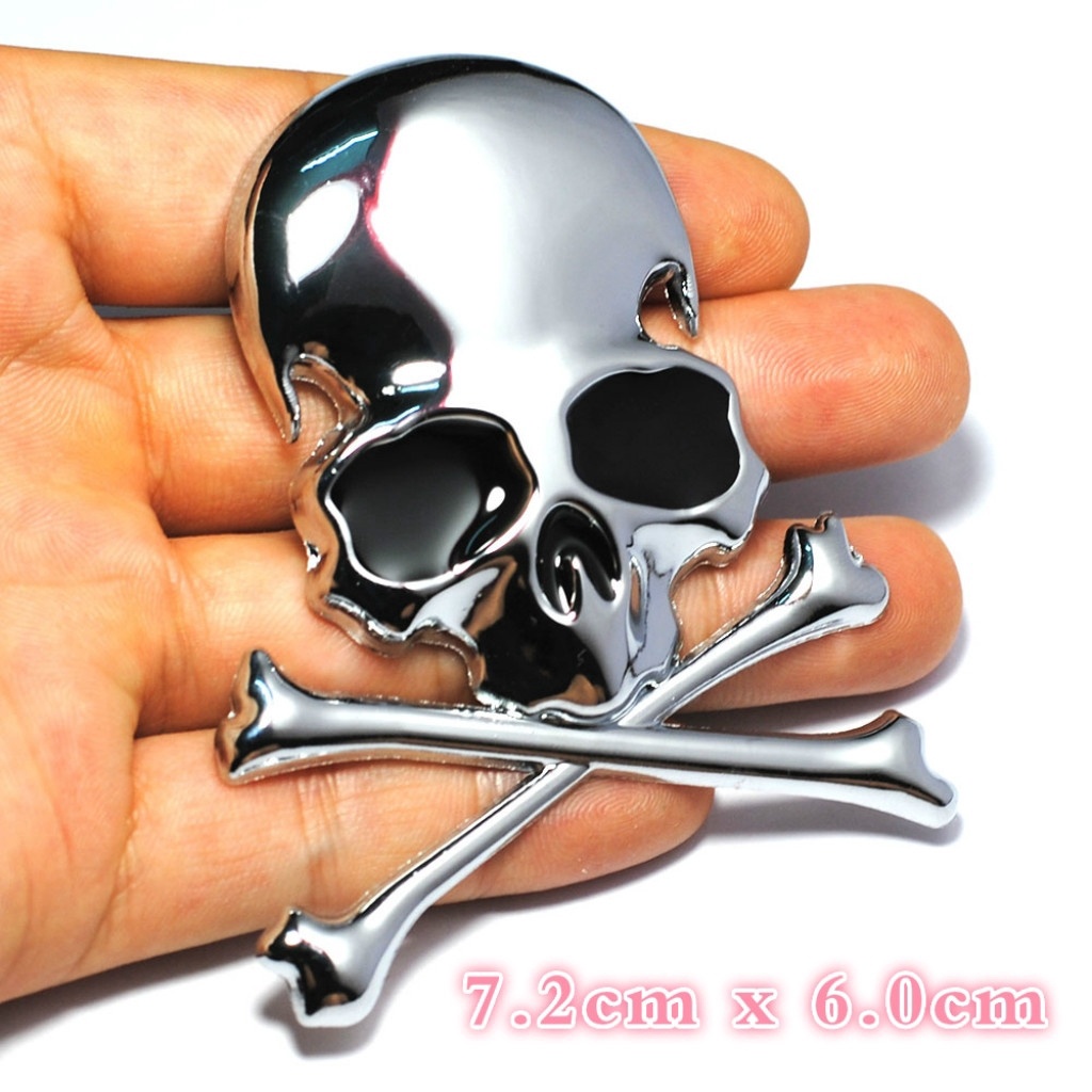 3D Metal Skull Skeleton Crossbones Car Motorcycle Sticker Truck Emblem Badge