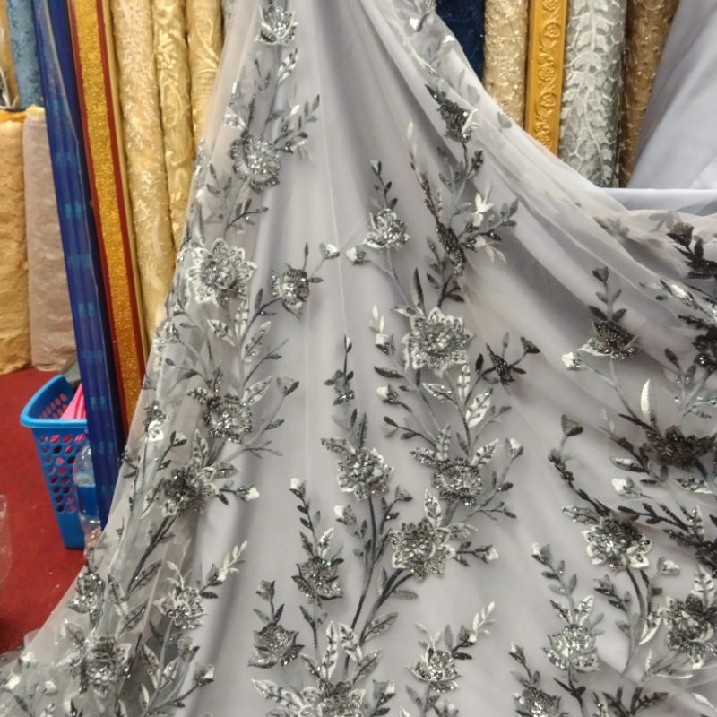 Bahan Kain Tile 3D Full Payet 2 Warna