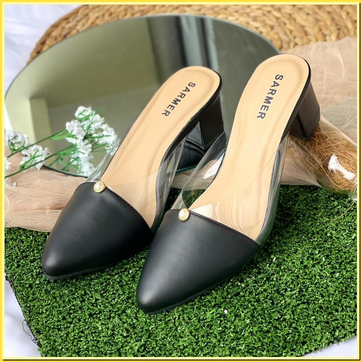 Athena Sepatu Hak Haihil Hils Pesta Slip Wanita Sendal High Heels Denim If356 Heels Wanita Hh02 Hita