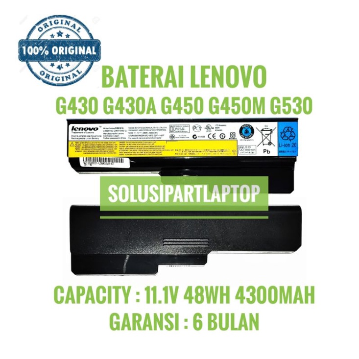 ORIGINAL BATERAI LENOVO B460 B550 G430  G450 G550 G555 N500 G455 G555 L08L6C02