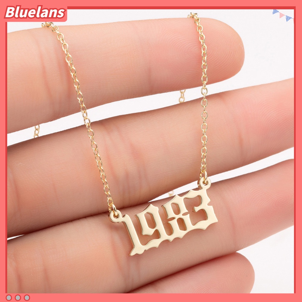 Bluelans 1980-1999 Birth Year Number Charm Pendant Stainless Steel Chain Necklace Jewelry