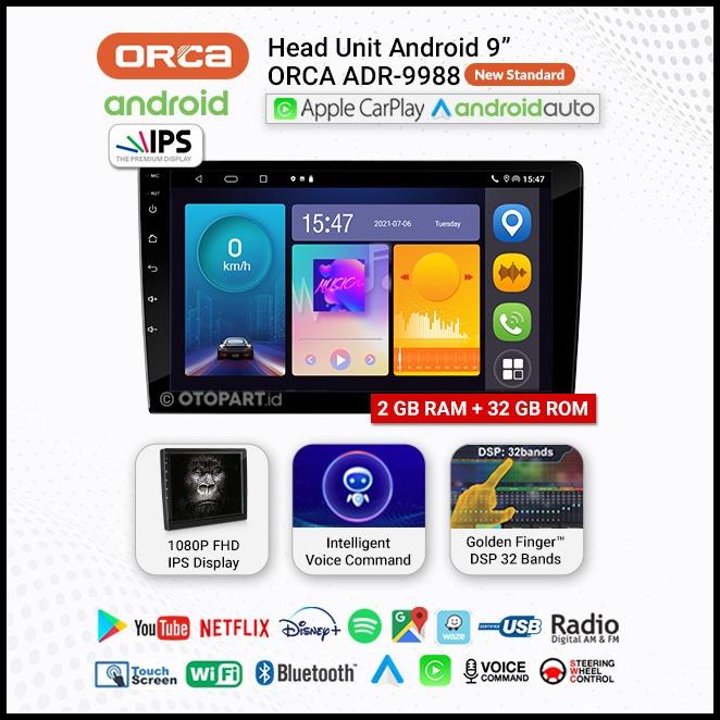 Head Unit Tv Android 9" Inch Universal Orca Adr-9988