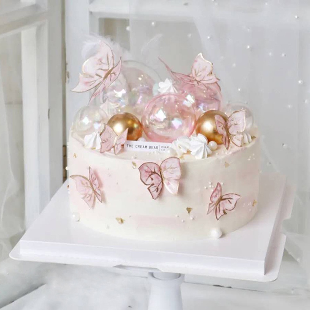 10pcs / set Hiasan Topper Kue Dengan Bahan Akrilik Dan Bentuk Kupu-Kupu Warna Warni