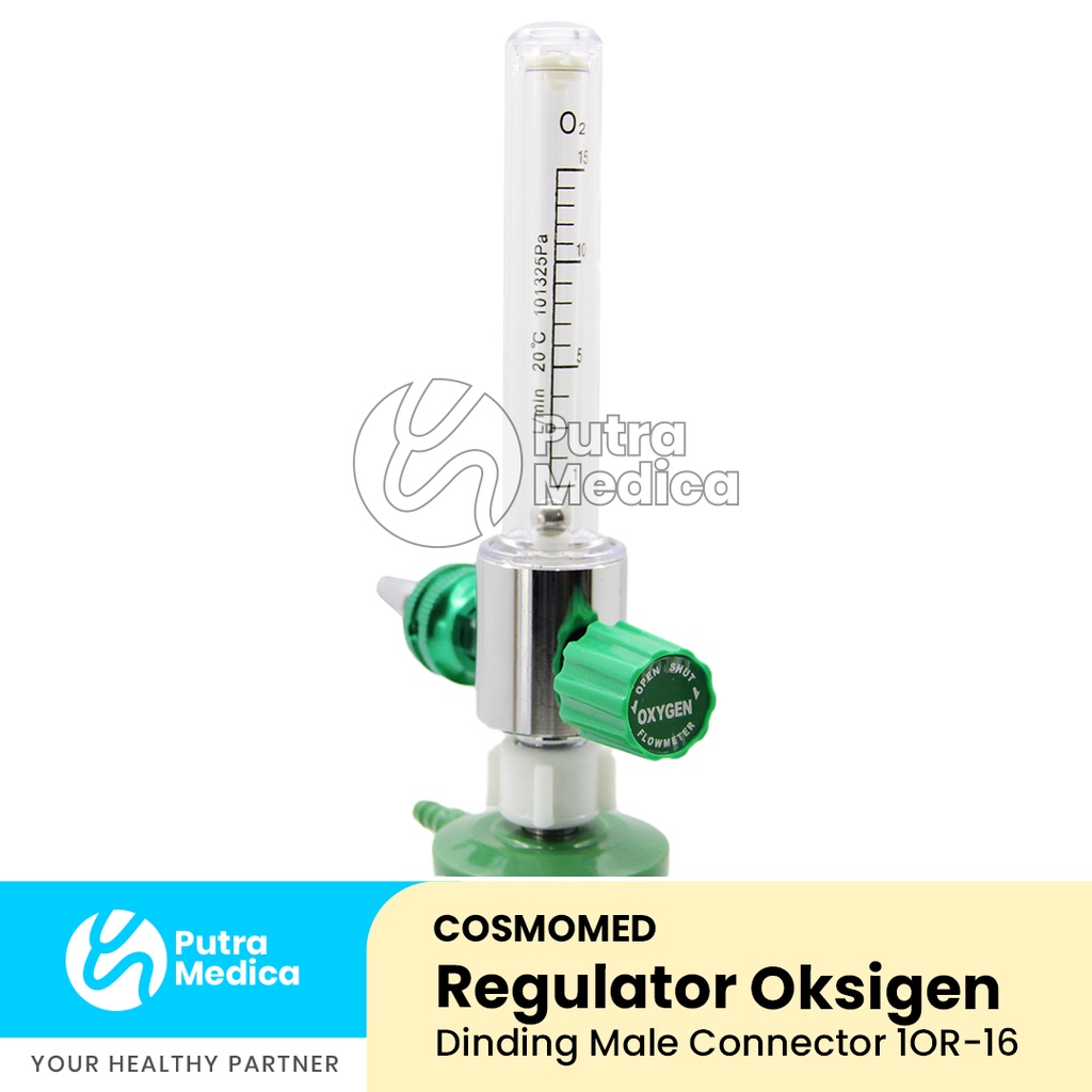 Cosmomed Regulator Oksigen Dinding Male Connector 1OR-16 / Mannometer O2 / Alat Pengukur Pengatur Tekanan Oxygen