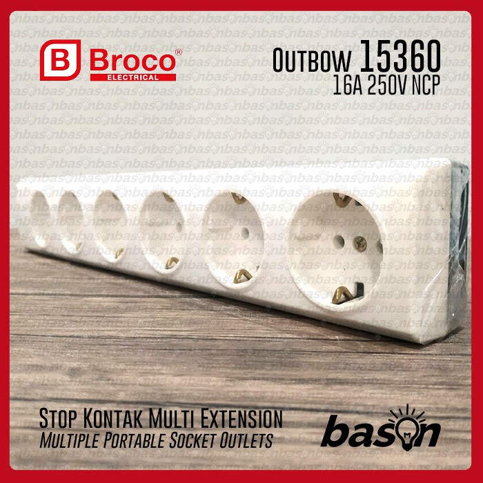 BROCO 15360 NCP 16A 250V SNI - Stop Kontak 6 Lubang tanpa kabel