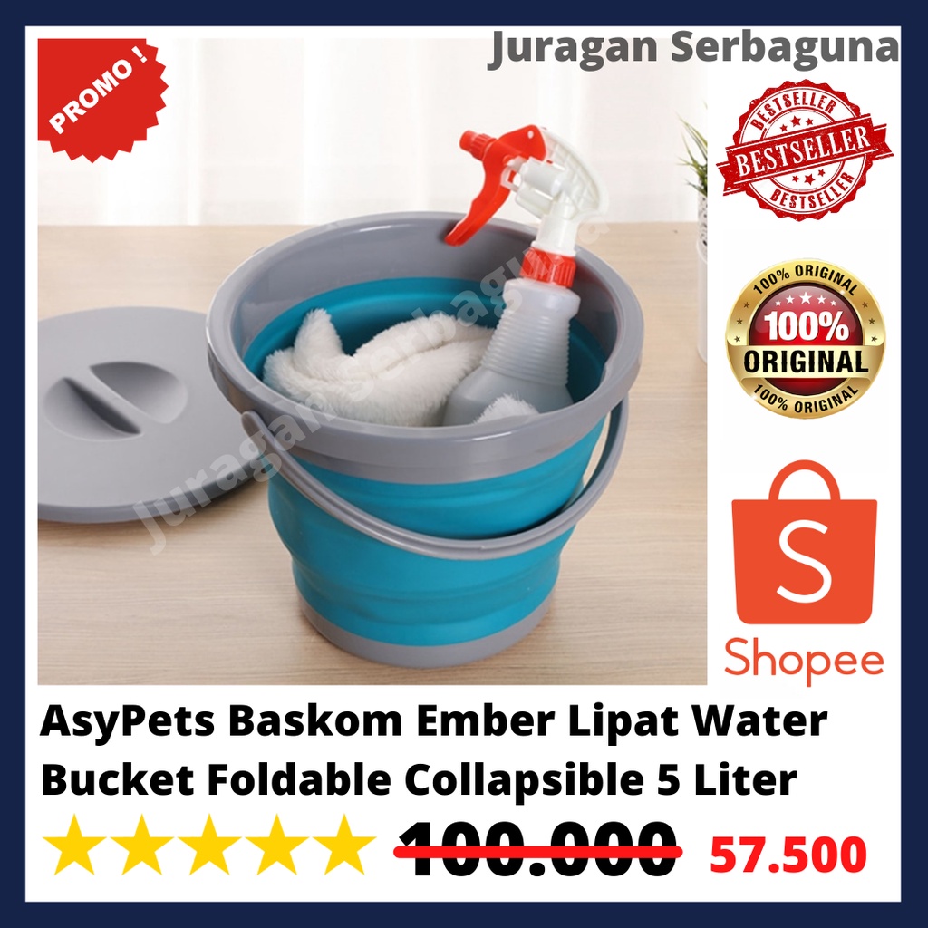 AsyPets Baskom Ember Lipat Water Bucket Foldable Collapsible 5 Liter