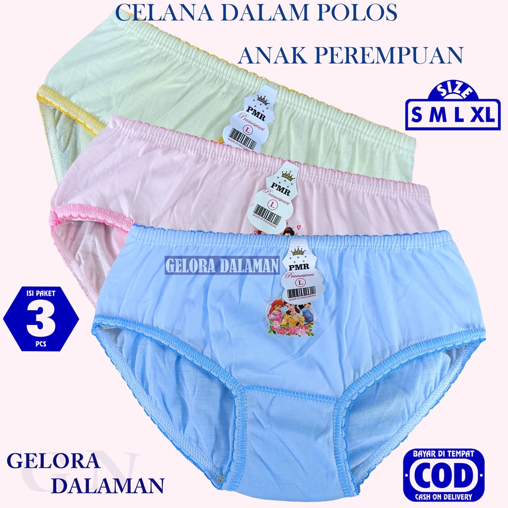 3 Pcs Celana Dalam Anak Perempuan Model Polos Sempak Anak Cewek Cd