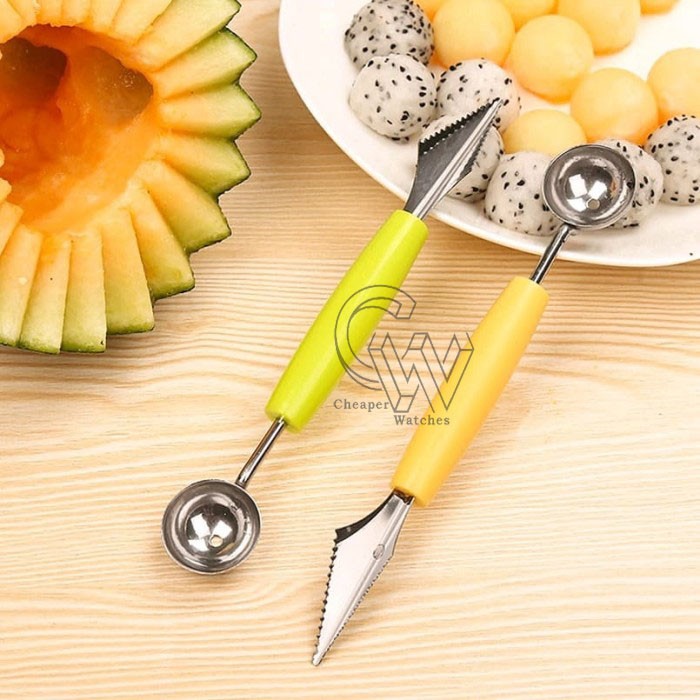 Cheaper-Sendok Scoop Pengukir Buah Semangka Cocktail Es Buah Pencongkel Buah Serbaguna Stainless Steel