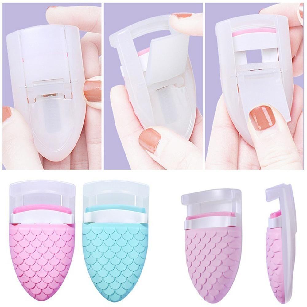 Mini Plastic Rubber Mermaid Eyelash Curler Women Beauty Makeup Cosmetic Tools Pink Blue Color