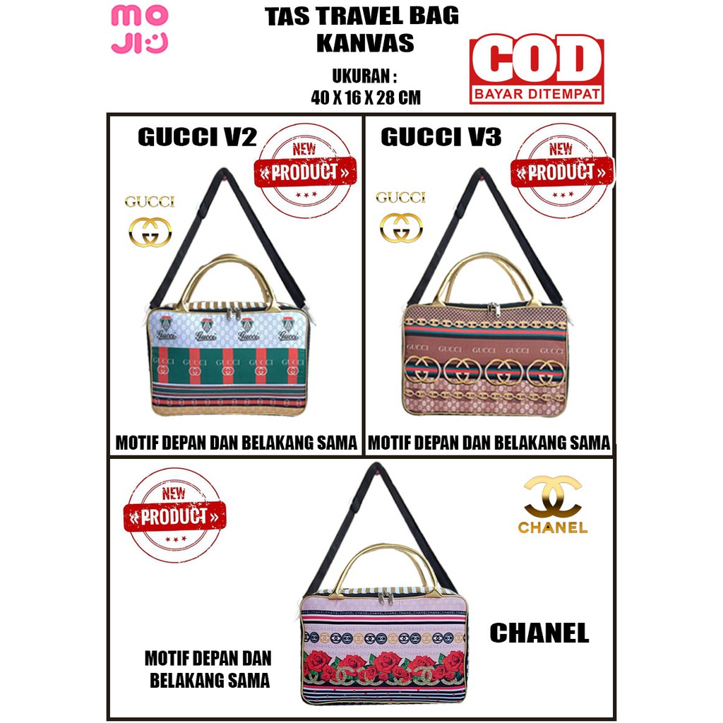 Tas mudik Tas travel bag bahan kanvas motif karakter anak tas selempang koper besar Moji 1