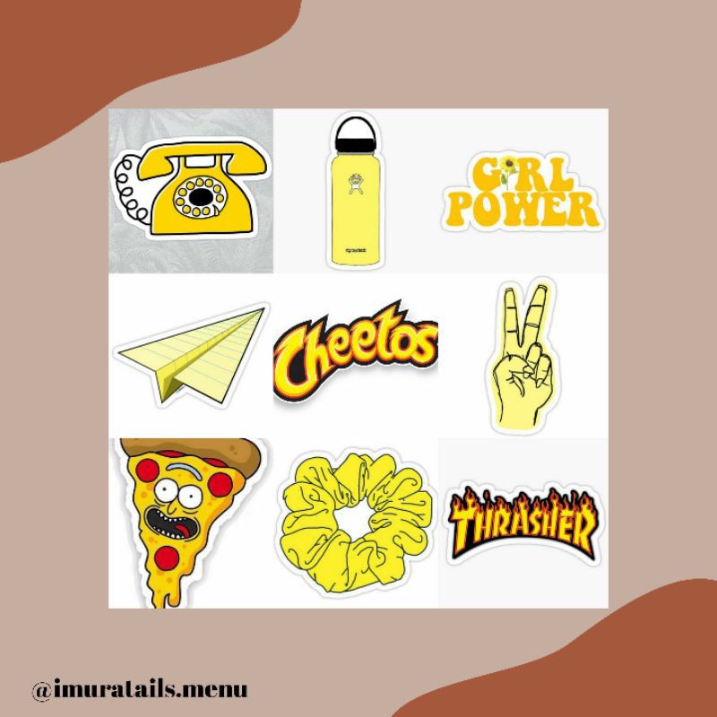 49pcs Sticker Tumblr Yellow