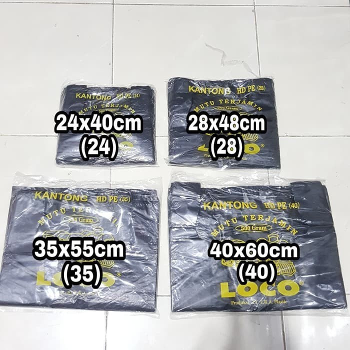 Kantong Plastik HD PE Loco Hitam 500gram / Kantong Kresek Hitam ALL Size