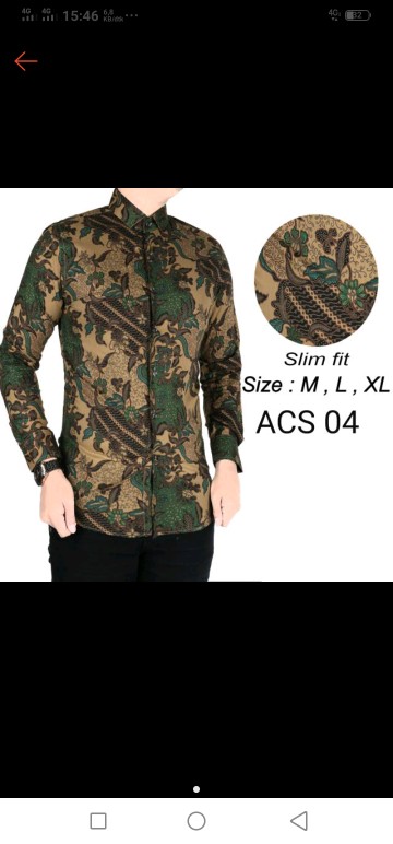 Kemeja Batik Pria Slim Fit Lengan Panjang Baju Batik Pria Colindion Acs04