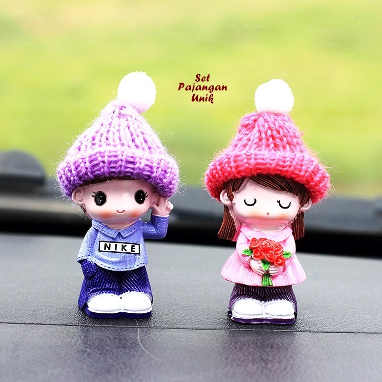 ISI 4 BONEKA Set Pajangan Unik isi 4 BONEKA UNIK topi bisa dilepas dekorasi rumah unik pajangan dashboard mobil-2